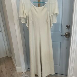 Elegant Cream Dress with Flutter Sleeves